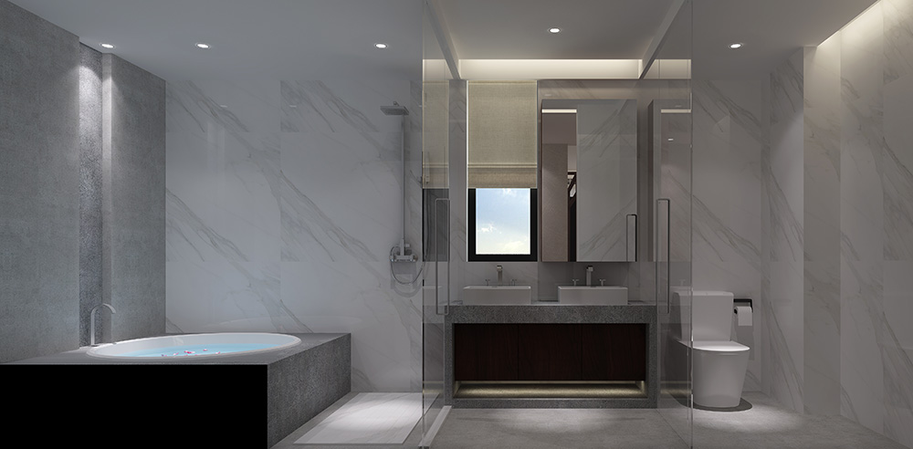 新中式风格室内装修设计效果图-雅颂流花君庭平层-室内主卫装修设计 新中式风格室内装修设计效果图-雅颂流花君庭平层-室内主卫装修设计