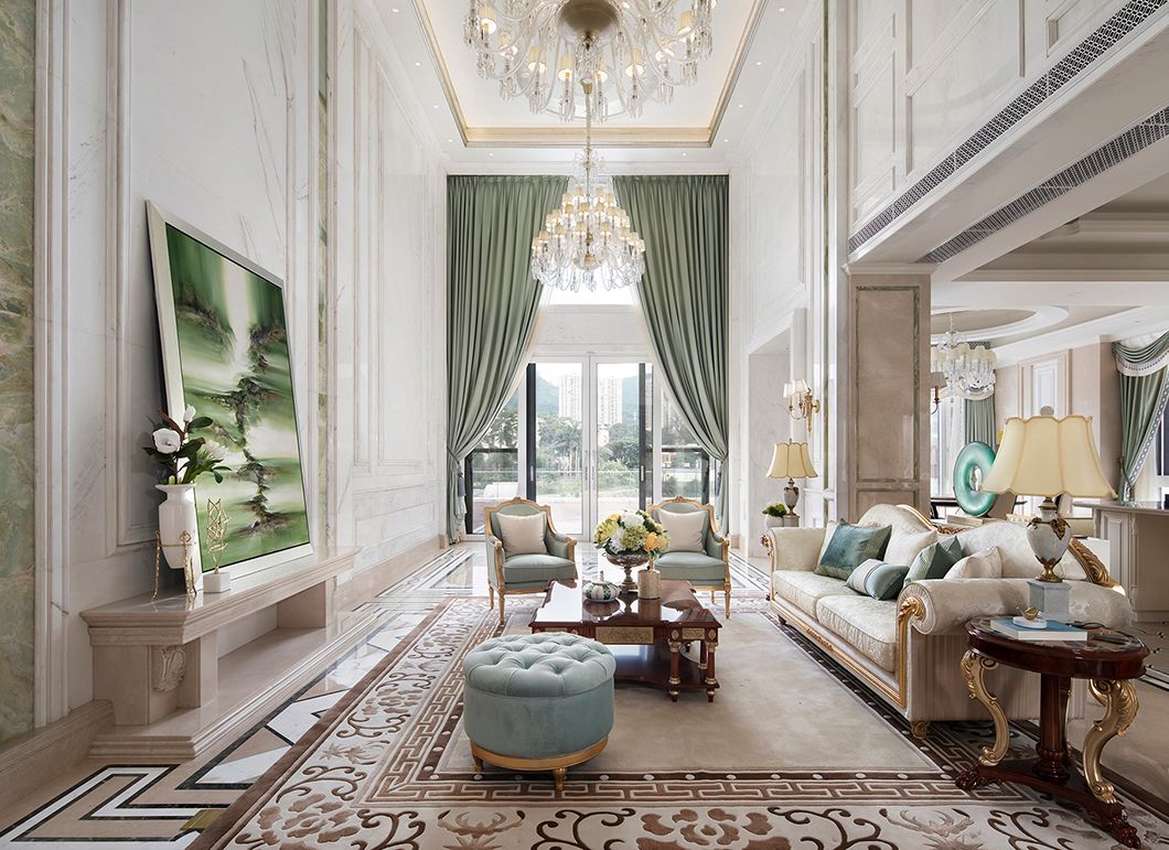 佛山装修公司法式风格别墅装修效果图-客厅 佛山装修公司法式风格别墅装修效果图-客厅